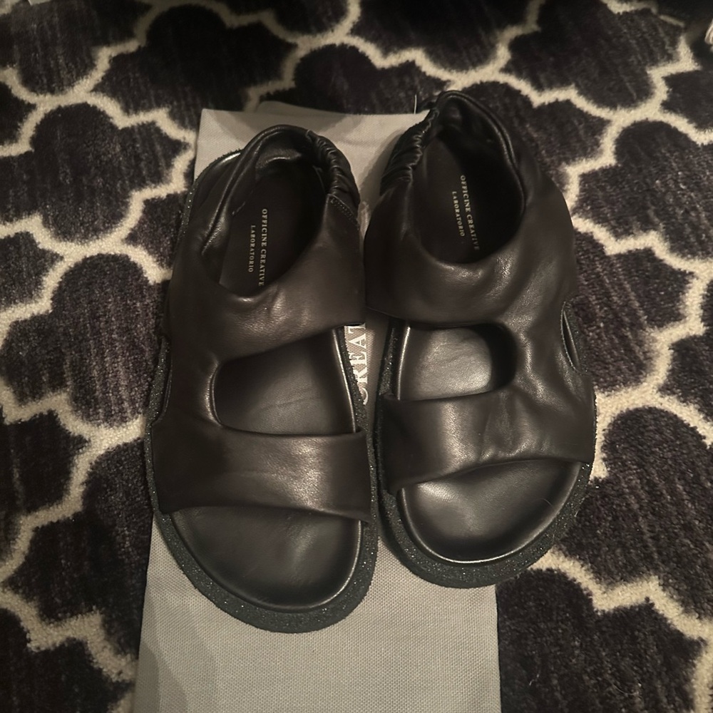 Officine Creative Black Minimalist Sandals 36 Nwob